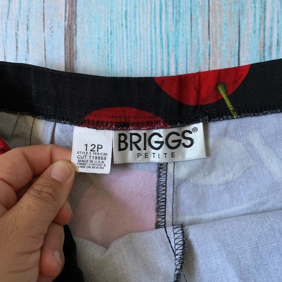 Briggs New York Black capri Pants with Red cherries Pattern - Picture 7 of 8